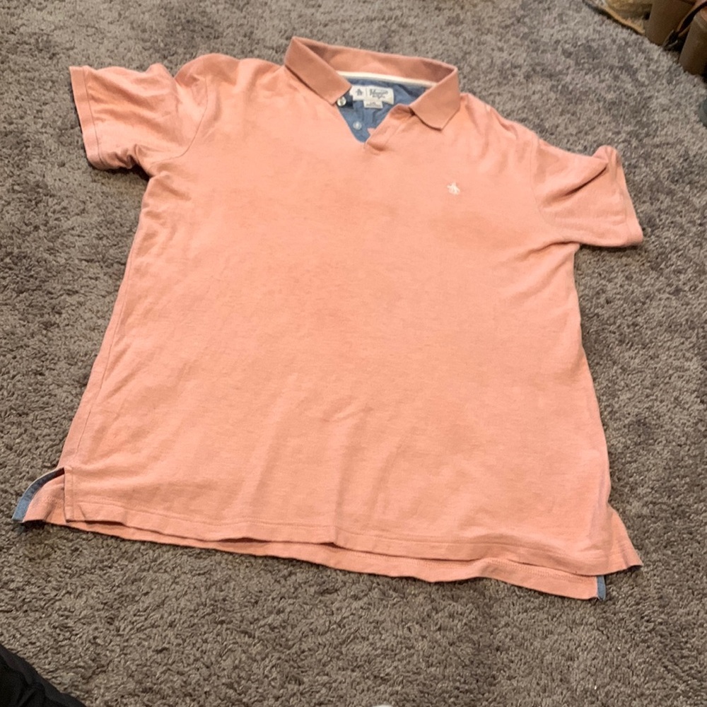 Men’s Original Penguin pink polo. Size Lg.